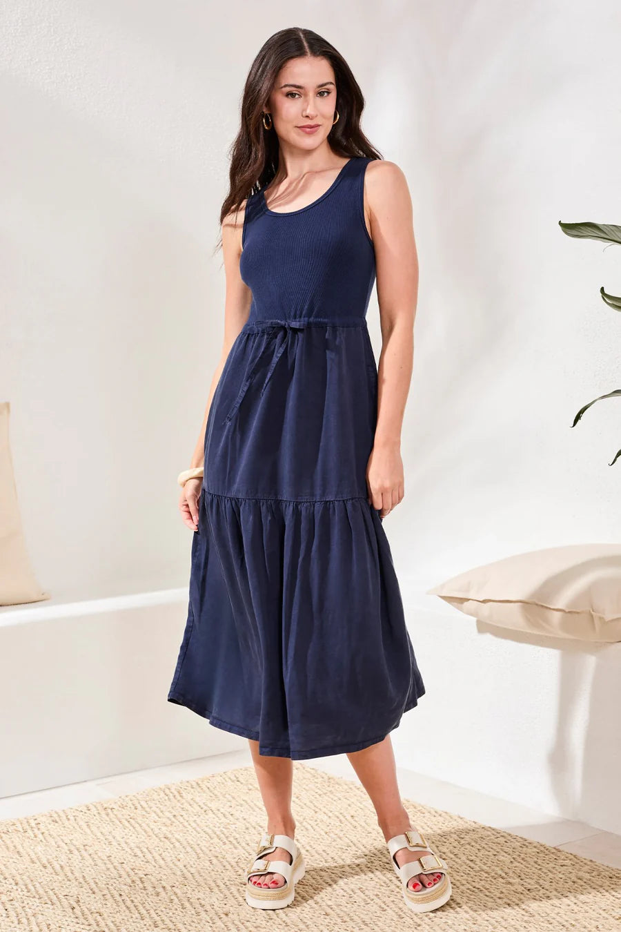 Mixed media Sleeveless Maxi Dress