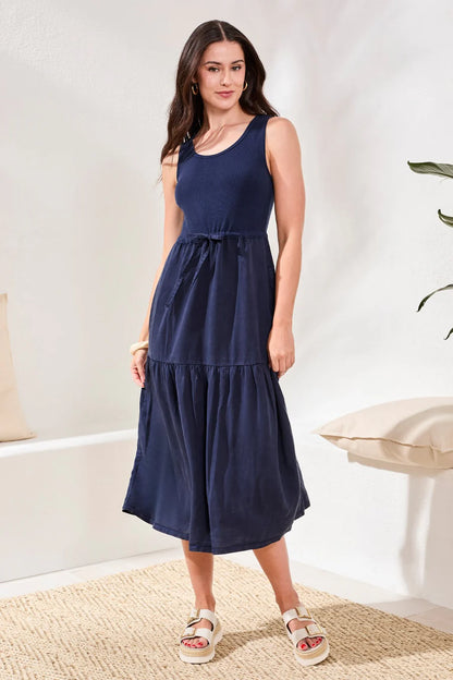 Mixed media Sleeveless Maxi Dress