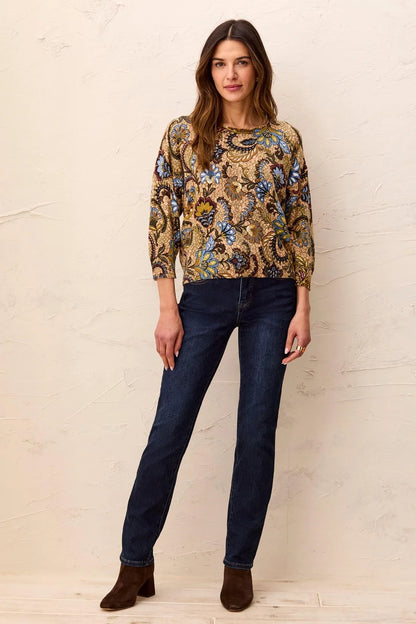 Soft Yarn Three-Quarter Sleeve Crewneck Sweater