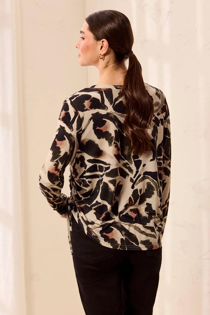 Ultra-Soft Long Sleeve Crew Neck Knit Top with Side Ruching