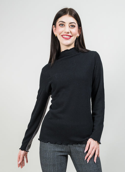 Two-Tone Mock Neck