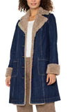 Sherpa trimmed denim coat