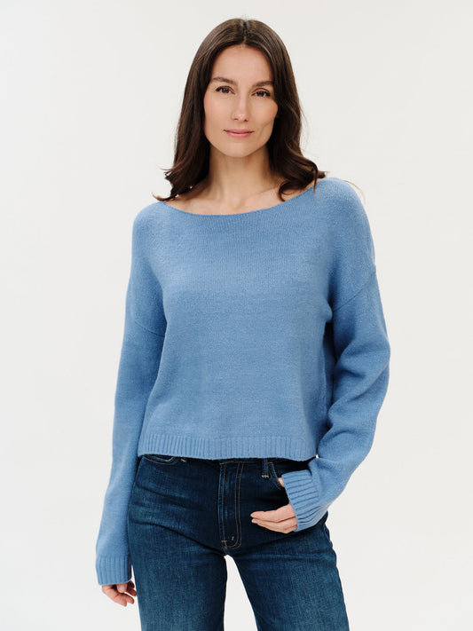 Carina | Off the Shoulder Sweater - Denim