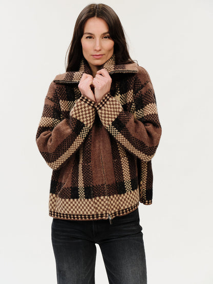 Six / Fifty | Cypress | Plaid Collared Zip Up - Brown Plaid