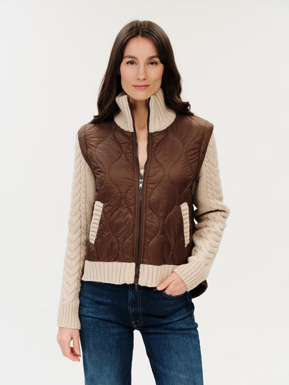 Six \ Fifty | Melanie | Mixed Media Jacket - Brown