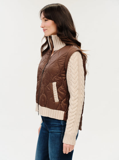 Six \ Fifty | Melanie | Mixed Media Jacket - Brown
