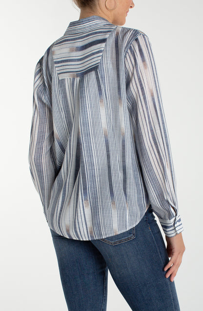 Relaxed Coastal Stripe Button-Up Shirt