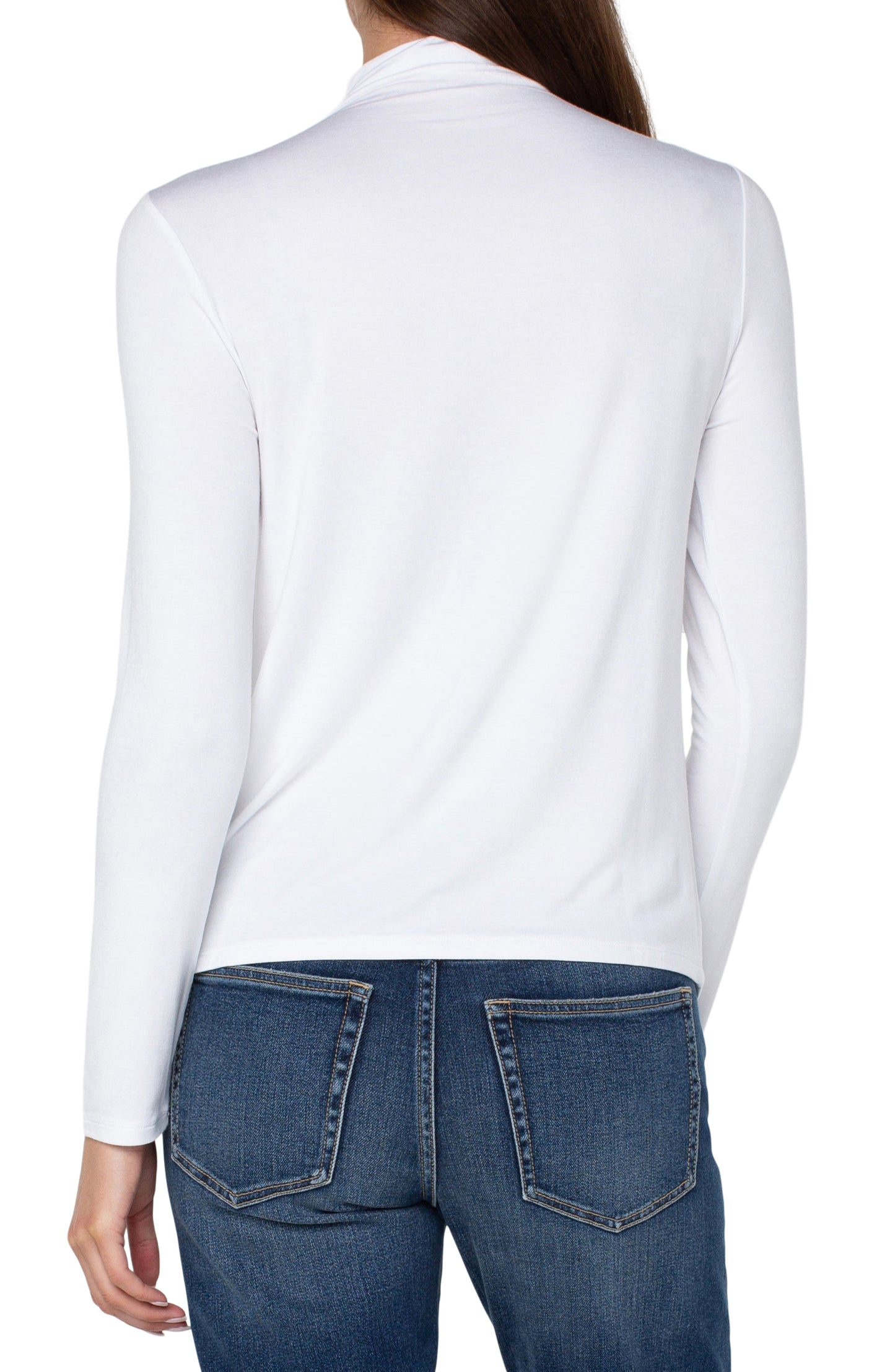 Mock Neck Long Sleeve Knit Top White
