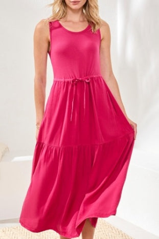 Mixed media Sleeveless Maxi Dress Gardenia