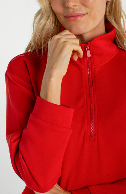 Half Zip Popover Long Sleeve Top
