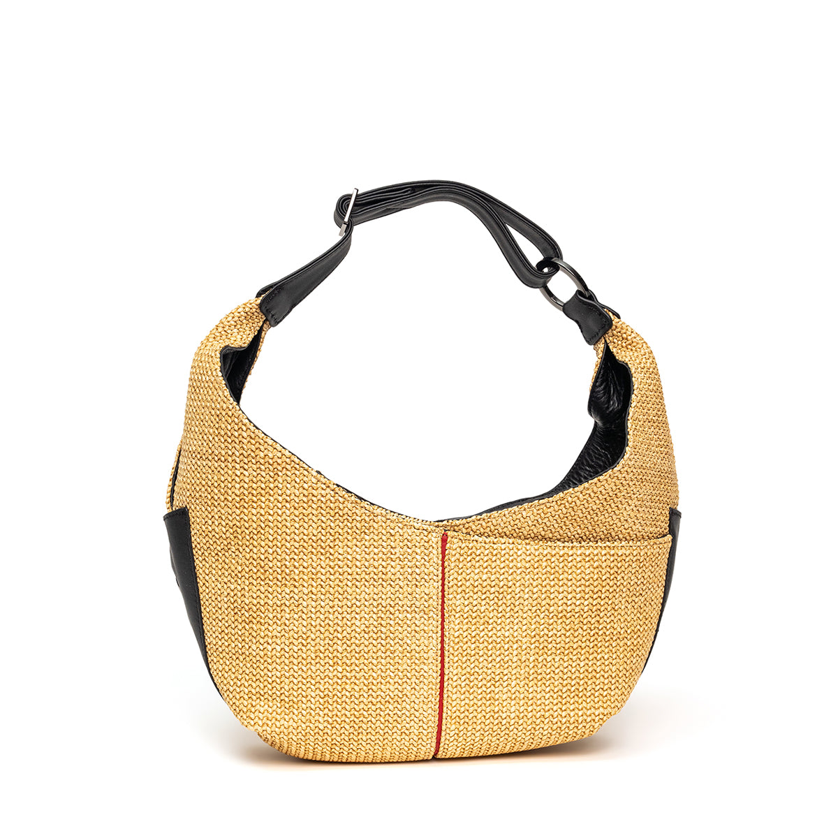 Tom Zip Medium- Noir Smooth Raffia