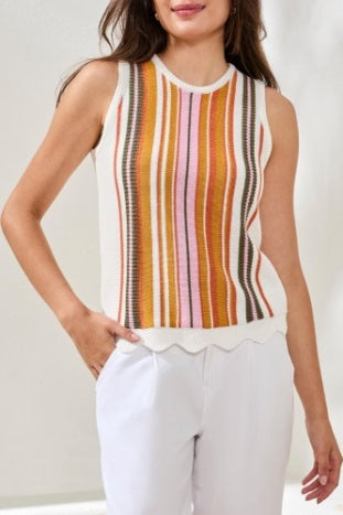 Textured Crew Neck Knit Sweater Cami