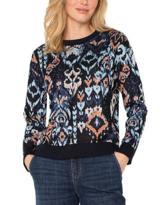 Long sleeve jacquard sweater