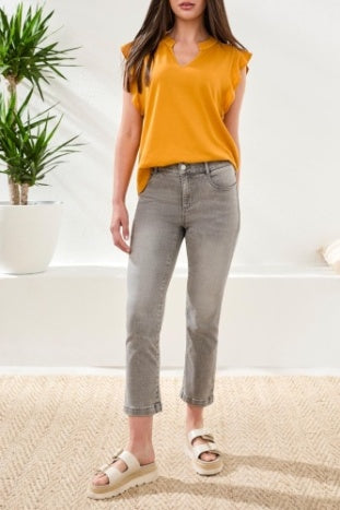 Audrey Boundless Stretch Denim Straight Leg Crop Jeans - Cloud Gray