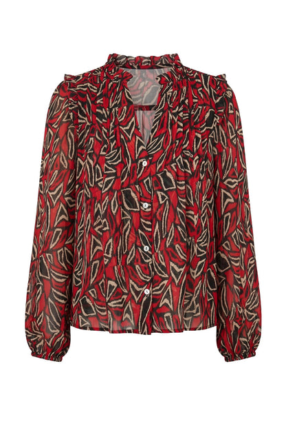 Long Sleeve Woven Blouse W/ Pintucks