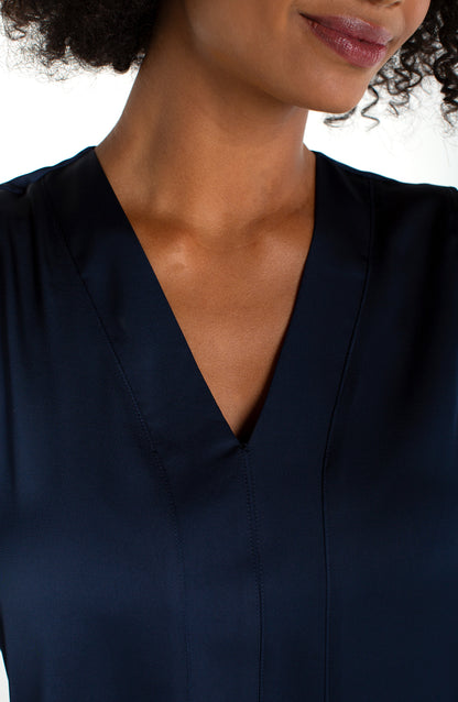 Sleeveless V-neck Woven-to-knit Top