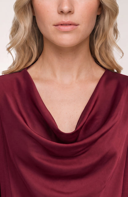 Draped Neck Mixed Media Sweater