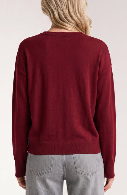 Draped Neck Mixed Media Sweater