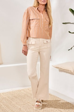 POPOVER DROP SHOULDER BLOUSE-Sahara Beige