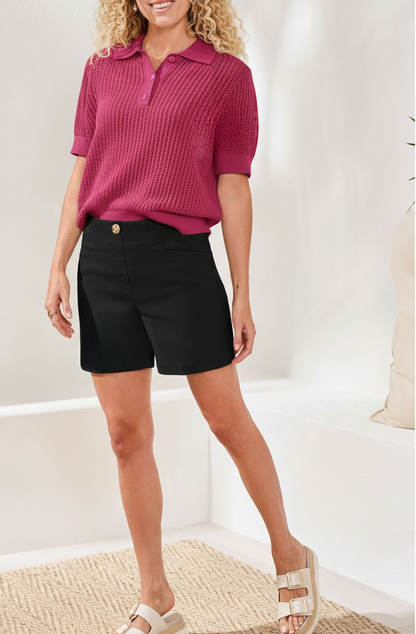 Button-Front Pull-On Shorts