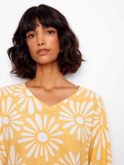 Reversible Printed V-Neck Sweater