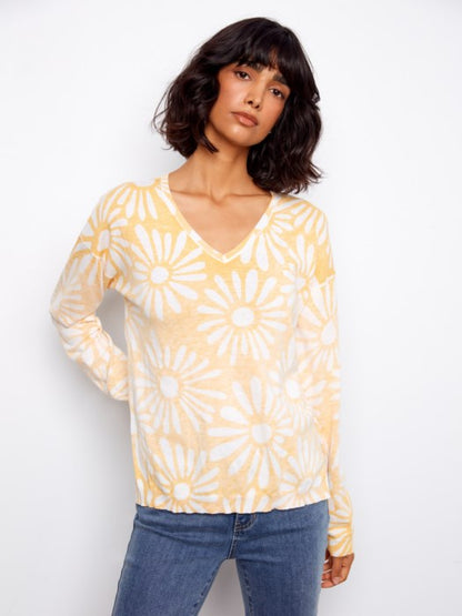 Reversible Printed V-Neck Sweater