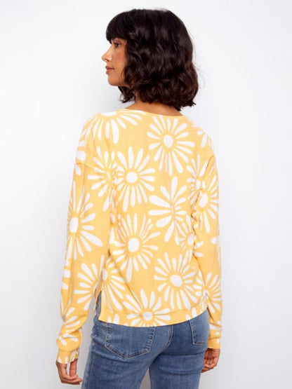 Reversible Printed V-Neck Sweater