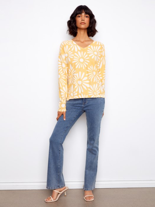 Reversible Printed V-Neck Sweater